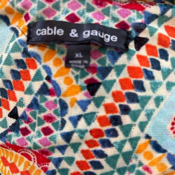 Cable & Gauge colorful drape neckline sleeveless top with ruched sides size XL - Picture 6 of 6